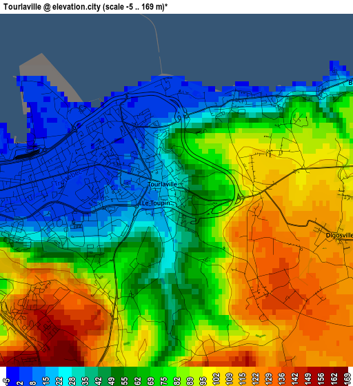 Tourlaville elevation map