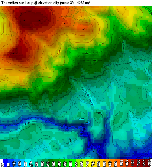 Tourrettes-sur-Loup elevation map