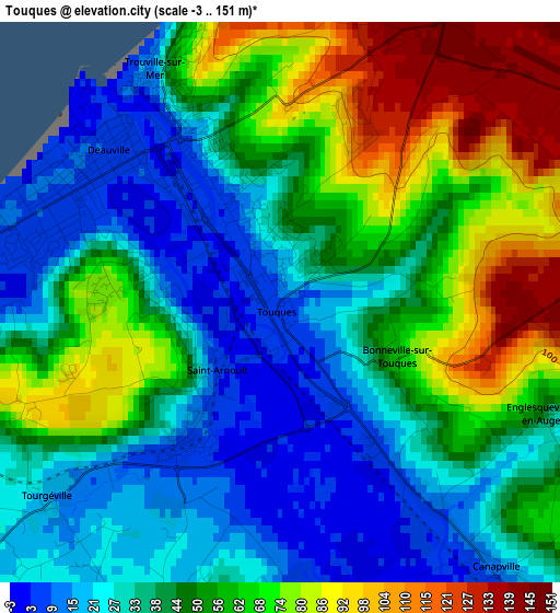 Touques elevation map