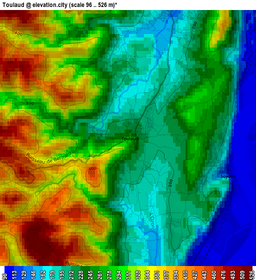 Toulaud elevation map