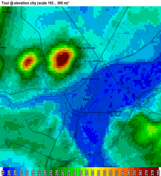 Toul elevation map