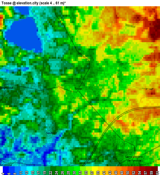 Tosse elevation map