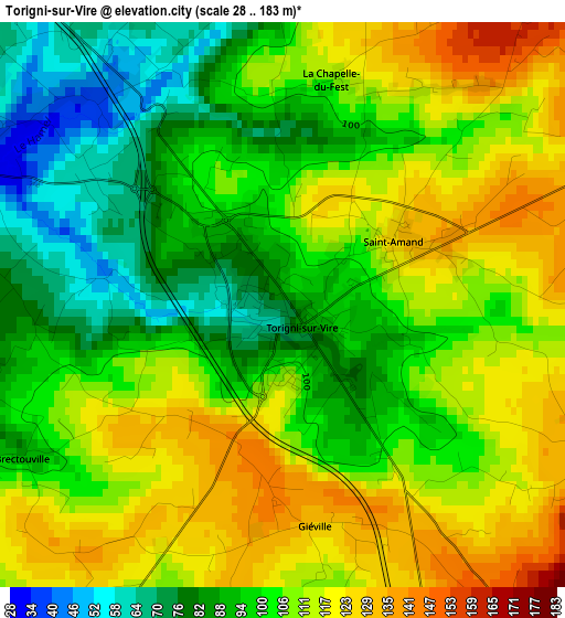 Torigni-sur-Vire elevation map