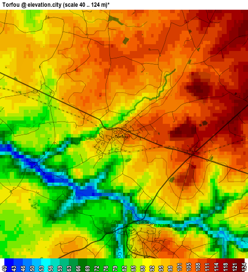 Torfou elevation map