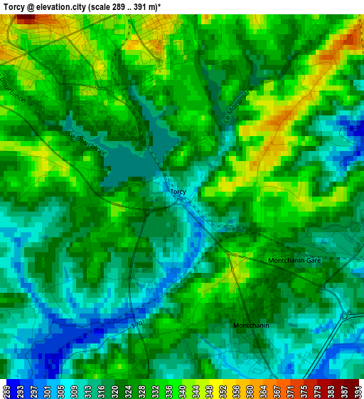 Torcy elevation map