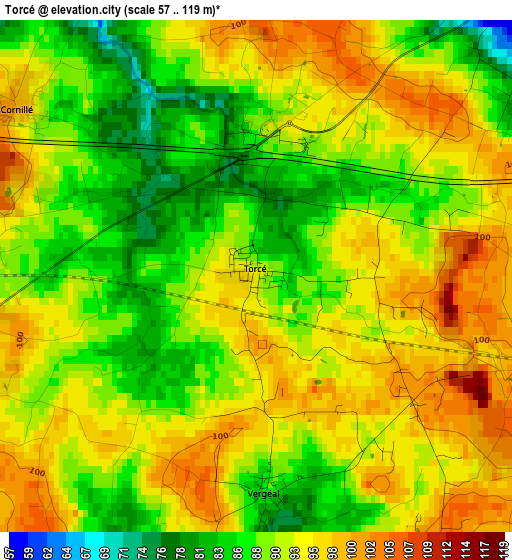 Torcé elevation map