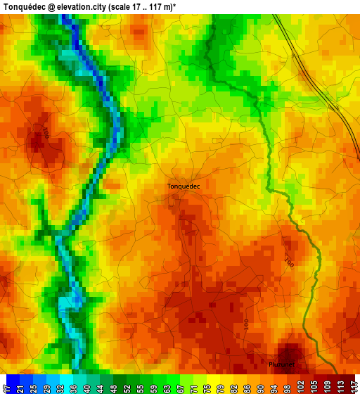 Tonquédec elevation map