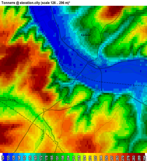 Tonnerre elevation map