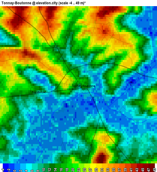 Tonnay-Boutonne elevation map