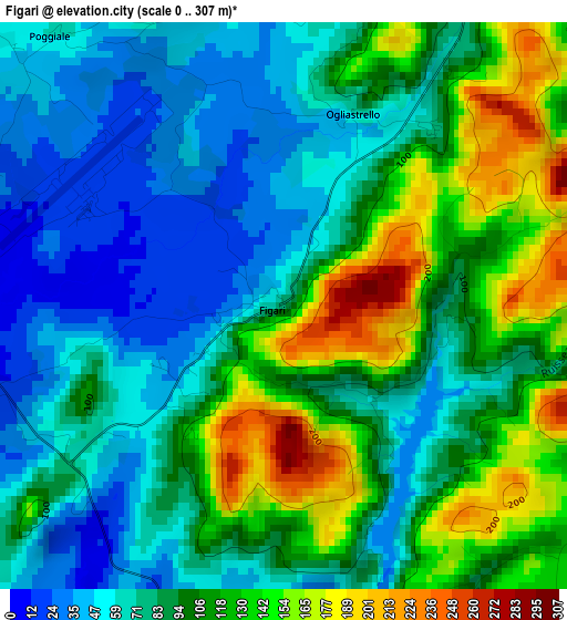 Figari elevation map