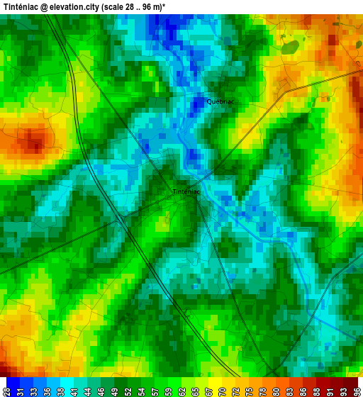 Tinténiac elevation map