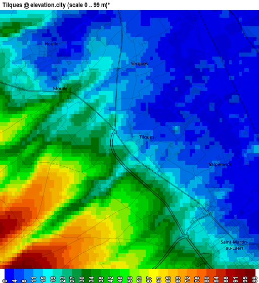 Tilques elevation map