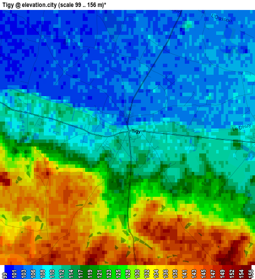 Tigy elevation map