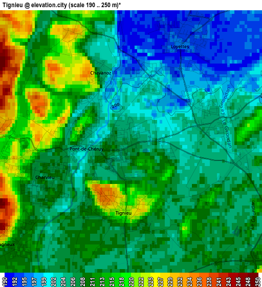 Tignieu elevation map