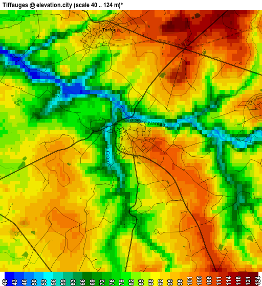 Tiffauges elevation map