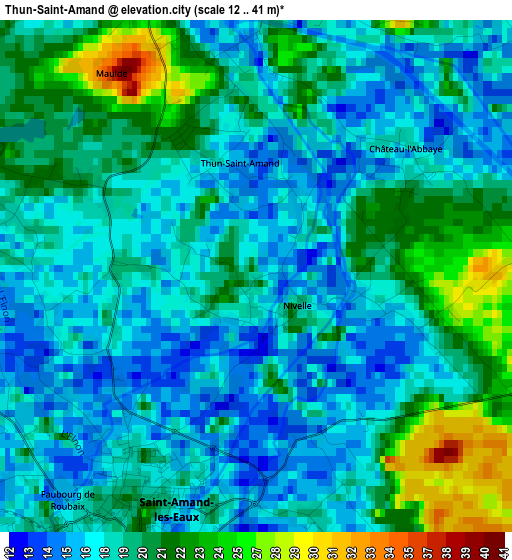 Thun-Saint-Amand elevation map