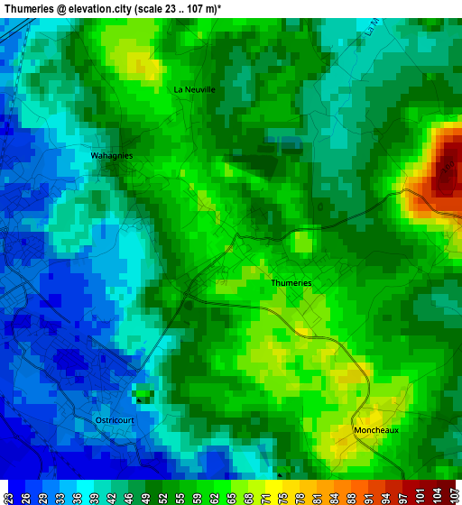 Thumeries elevation map