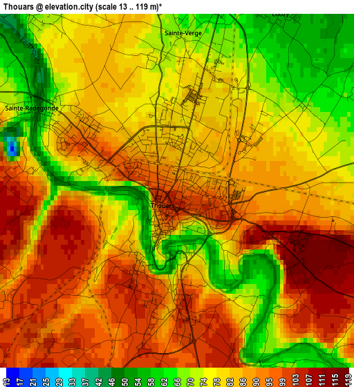 Thouars elevation map