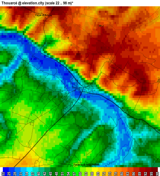 Thouarcé elevation map