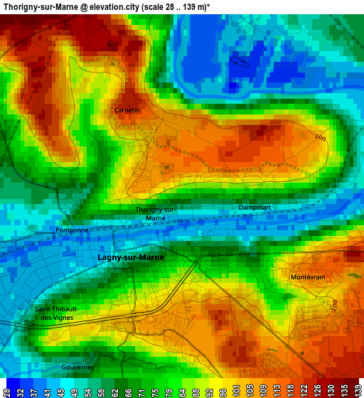 Thorigny-sur-Marne elevation map