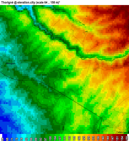 Thorigné elevation map