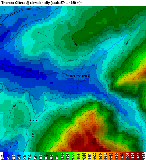 Thorens-Glières elevation map