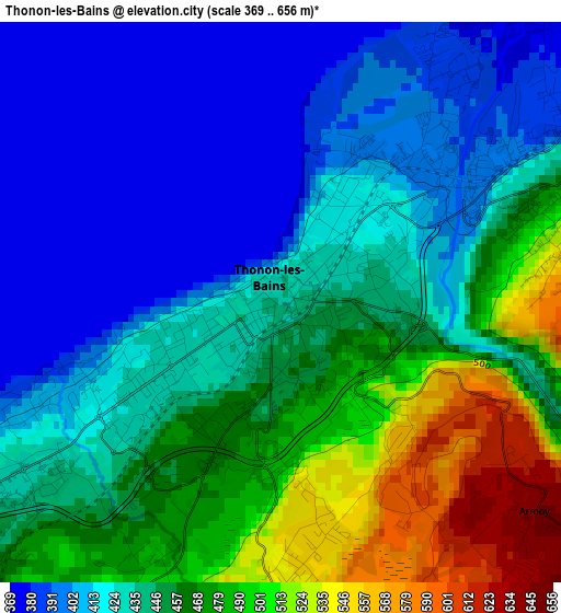 Thonon-les-Bains elevation map