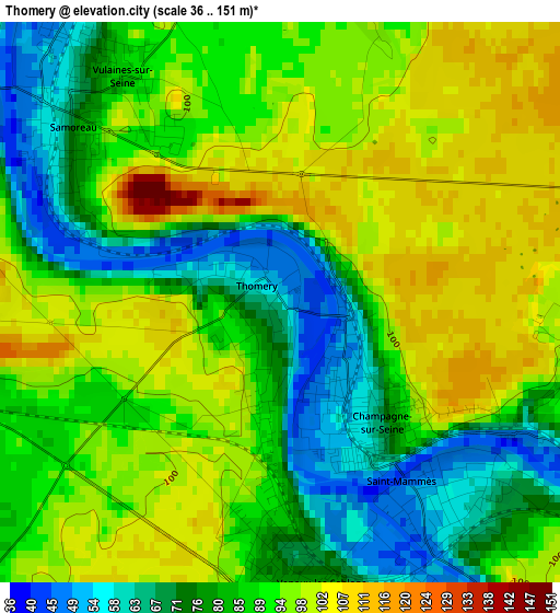 Thomery elevation map