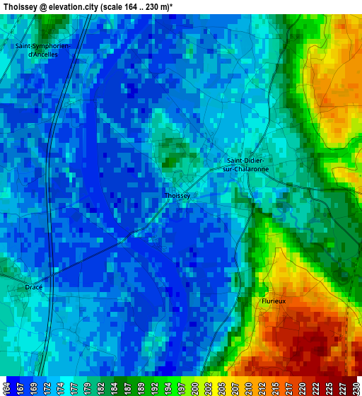 Thoissey elevation map