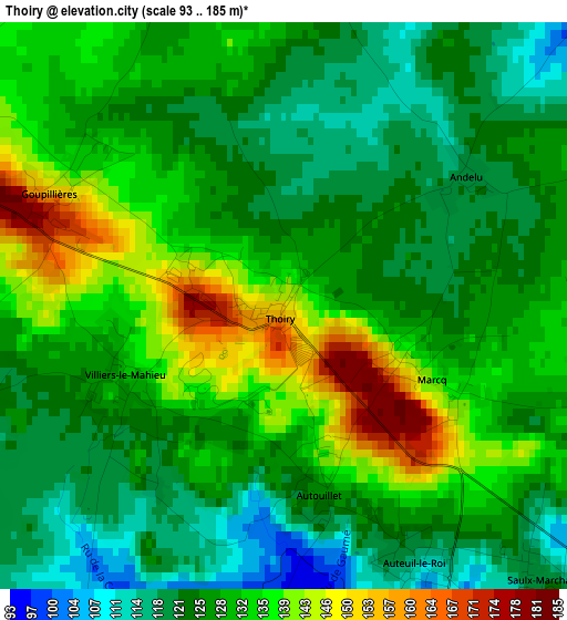 Thoiry elevation map