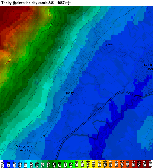 Thoiry elevation map