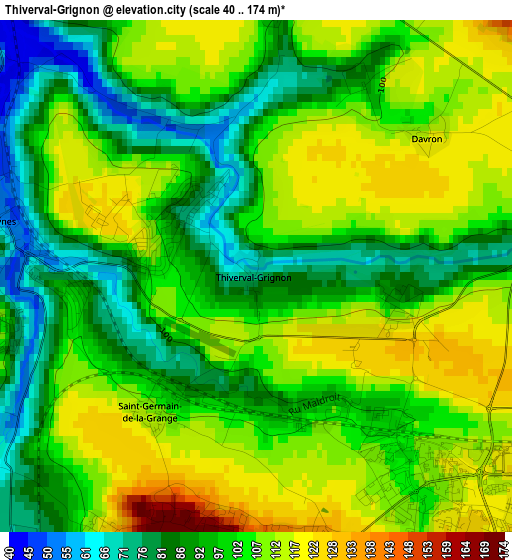 Thiverval-Grignon elevation map