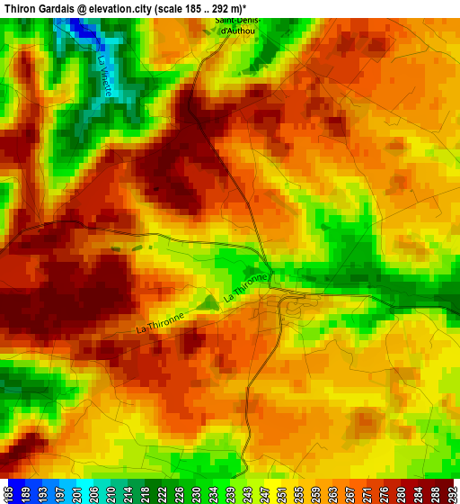 Thiron Gardais elevation map