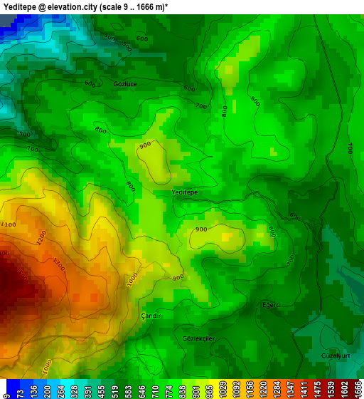 Yeditepe elevation map