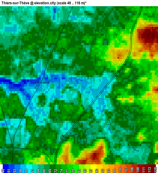 Thiers-sur-Thève elevation map