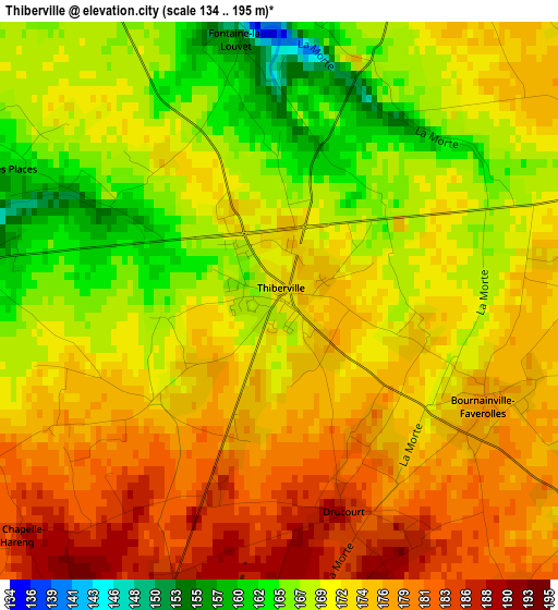 Thiberville elevation map