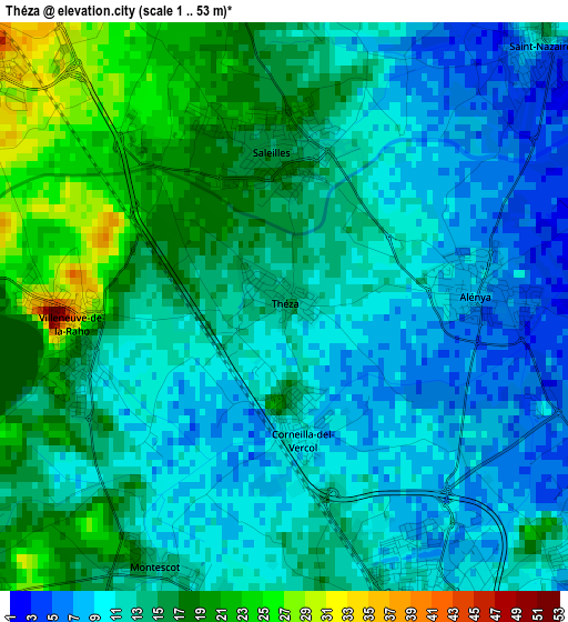 Théza elevation map