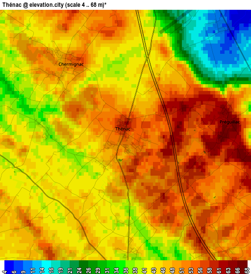 Thénac elevation map