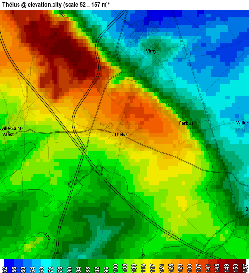 Thélus elevation map