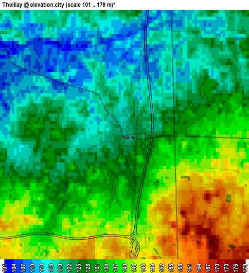 Theillay elevation map