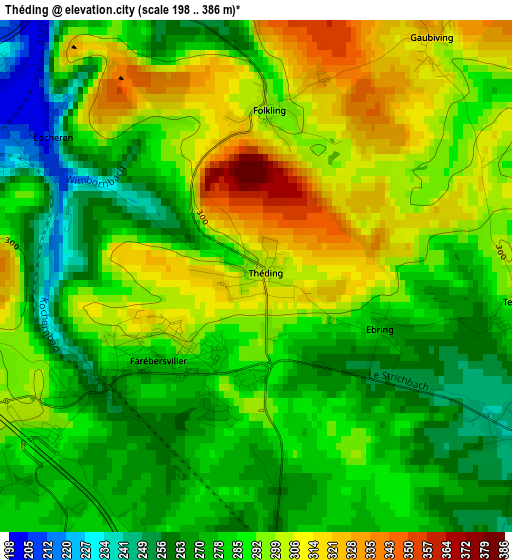 Théding elevation map