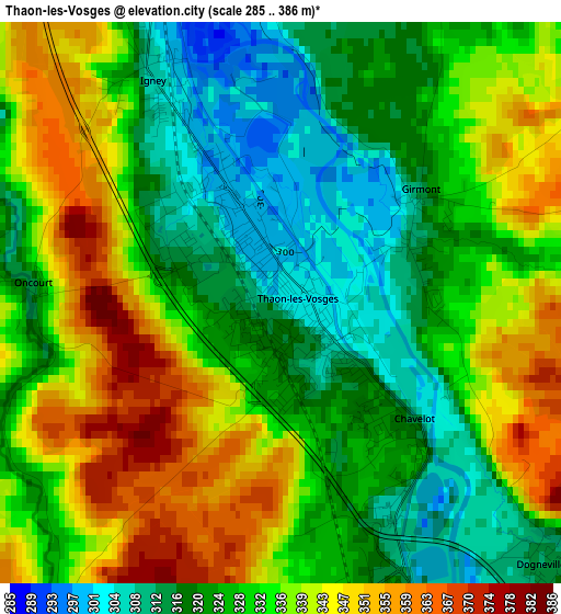 Thaon-les-Vosges elevation map