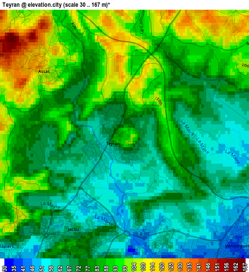 Teyran elevation map