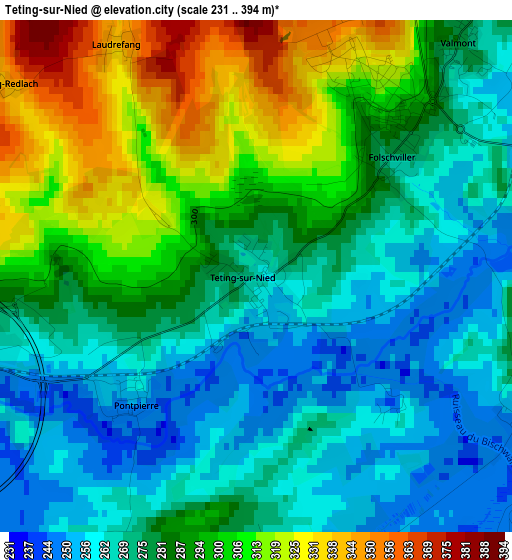 Teting-sur-Nied elevation map