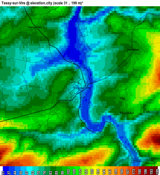 Tessy-sur-Vire elevation map