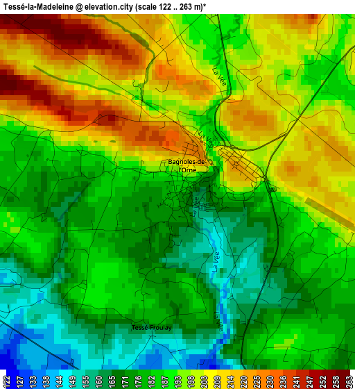 Tessé-la-Madeleine elevation map