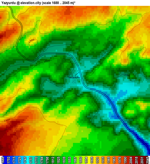 Yazyurdu elevation map