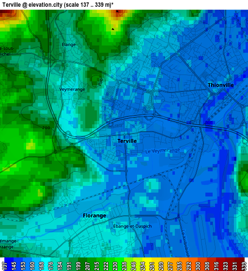 Terville elevation map