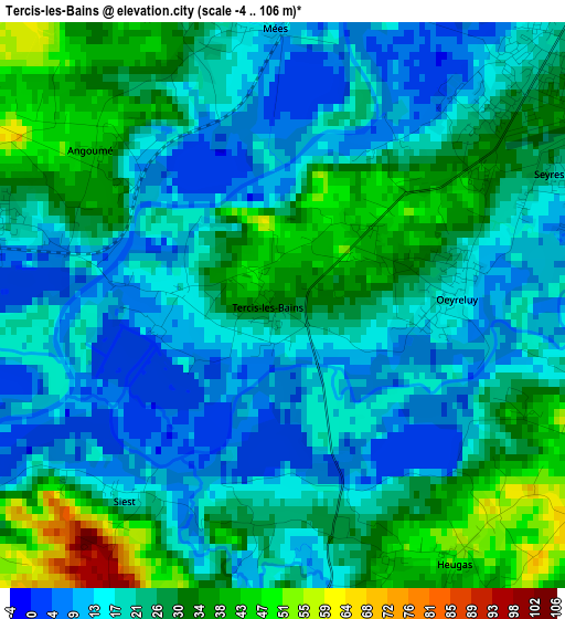 Tercis-les-Bains elevation map