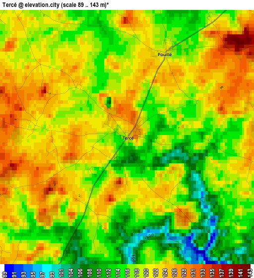 Tercé elevation map